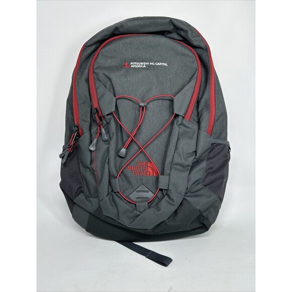 The North Face Backpack Gray Red BookBag Mitsubishi Capital - Picture 1 of 8